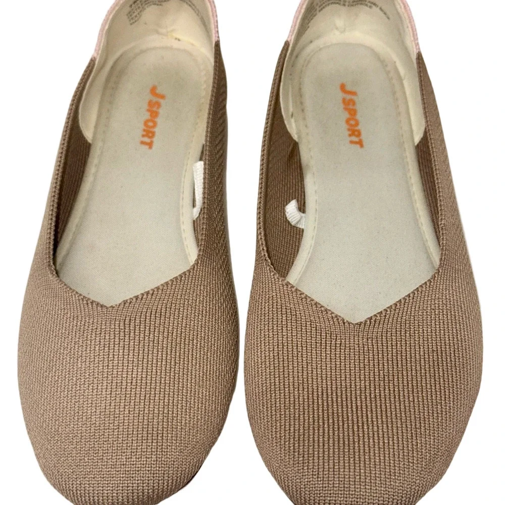 Jsport Taupe Knit Slip-On Flats Women's Size 7M